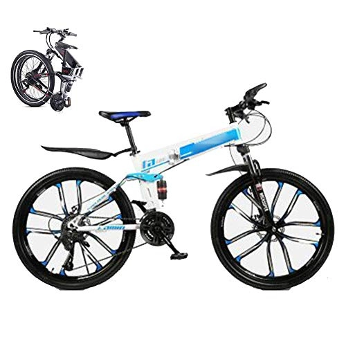 Folding Bike : LJYY Folding Mountain Trail Bike for Men Women, 27-speed Dual Disc Brake MTB Bike for Adults Student, 26-Inch Folding Outdoor Outroad Bicycle, Dual Suspension Fold up City Bike Fat Tire