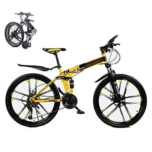 Folding Bike : LJYY Mountain Bicycle, Folding MTB for Adults Student, 24 Speed 26-Inches Wheels Dual Disc Brake Folding Road Bike, Fold up Travel Outdoor Bike, Dual Suspension Racing Bicycle Outroad Bicycles