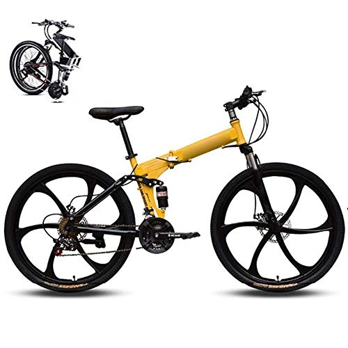 Folding Bike : LJYY Mountain Trail Bike for Men Women, 21 Speed Folding Bike for Adults Student, 26-Inches Wheels Dual Disc Brake Folding Bike Bicycle, MTB Fold up City Bike, Double Damping Bicycle