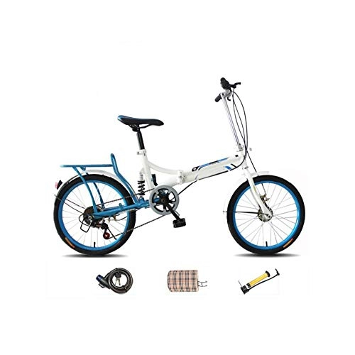 Folding Bike : LLCC Compact Bike 20 Inch Portable Folding BicycleAdult Students City Commuter Bicycle (Color : Blue