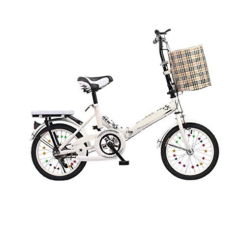 Folding Bike : LLCC Compact Bike Folding Bike, 16 / 20 Inch City Bike Adult Kids Bicycle Lightweight Bicycle (Color : White, Size : 20in)