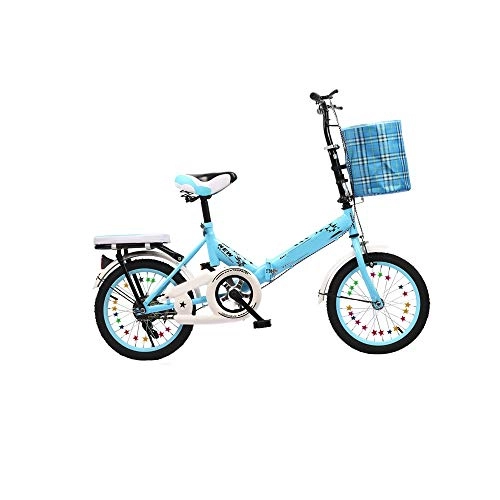 Folding Bike : LLCC Compact Bike Folding Bike, 16 / 20 Inch City Bike Mountain Bicycle Adult Kids Lightweight Bicycle (Color : Blue, Size : 16in)
