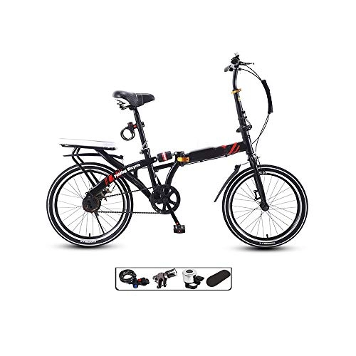 Folding Bike : LLCC Compact Bike Folding Bike, 16 Inch City Foldable Bike Adult Students Mountain Bike Mini Bicycle (Color : Black