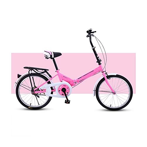 Folding Bike : LLCC Compact Bike Folding Bike 20 Inch Adult Student Single Variable Speed Lightweight Bike (Color : Pink