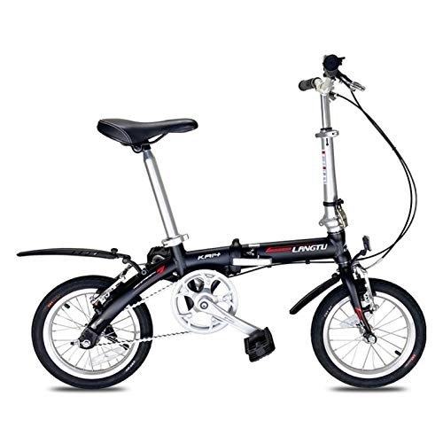 Folding Bike : LLF 14 Inch Foldable Lightweight Mini Bike Small Portable Bicycle Adult Student Suitable for Height 120cm-180cm (Color : Black, Size : 14in)