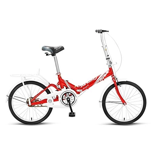 Folding Bike : LLF 20 Inches Folding Bike Adults Lightweight Outroad Mountain Bike Portable ​​City Mini Compact Bicycle Student Ride Bike For Men Women Children (Color : Red, Size : 20in)