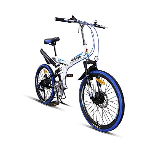 Folding Bike : LLF 22 Inch Bike Lightweight Mini 7-speed Folding Bike Small Portable Bicycle Folding Bike for Adult Teens Student (Color : Blue)