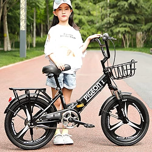 Folding Bike : LLF Folding Bike for Adult Men Women, Mini Compact Foldable Bicycle for Student Office Worker Urban, High Tensile Steel Folding Frame with Back Seat and Basket(Size:20inch, Color:Black)