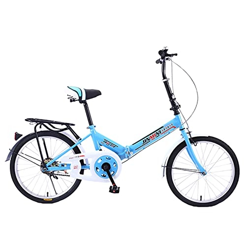 Folding Bike : LLF Folding Bike for Adults Women Men, Front and Rear V-brake Braking System, High Carbon Steel Easy Folding City Bicycle 20-inch Wheels Bicycle(Color:Blue)
