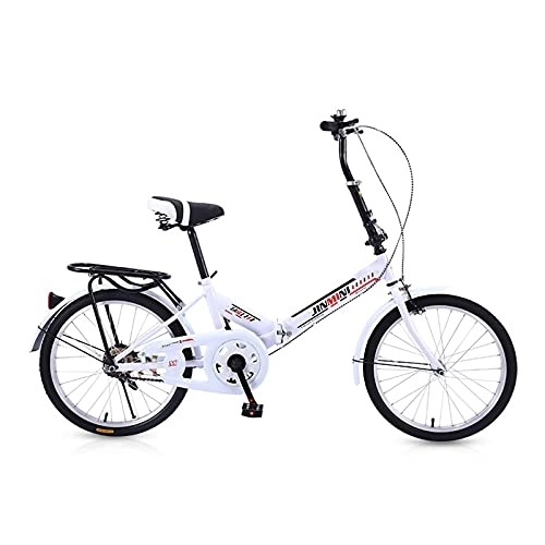 Folding Bike : LLF Folding Bike for Adults Women Men, Front and Rear V-brake Braking System, High Carbon Steel Easy Folding City Bicycle 20-inch Wheels Bicycle(Color:White)