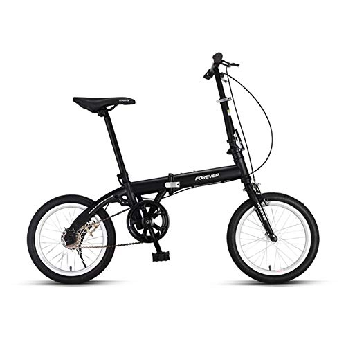 Folding Bike : LLF Folding Bikes, 16 Inch Mini Portable Student Comfort Speed Wheel Folding Bike for Men Women Lightweight Folding Casual Bicycle (Color : Black)