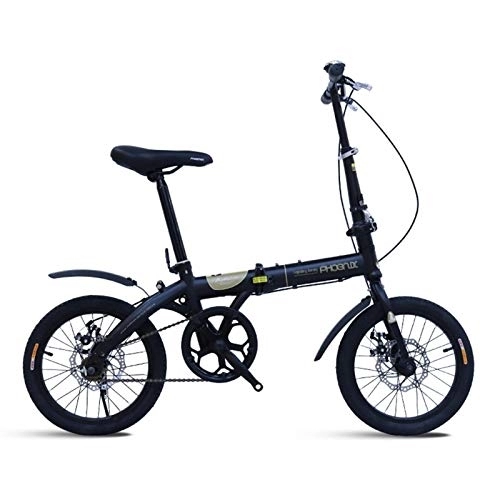 Folding Bike : LLF Folding Bikes, Compact Bicycle Urban Commuter, 7 Speed Foldable Bike Lightweight for Men Women, 20in Suspension Folding Bike (Color : Black, Size : 16in)