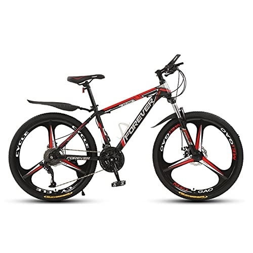 Folding Bike : LLF Folding Damping Mountain Bike 24Inch, 3 Knife Wheels 21 / 24 / 27 / 30 Speed Wheels Dual Suspension Lightweight Bicycle for Adult(Size:21 speed, Color:Red)