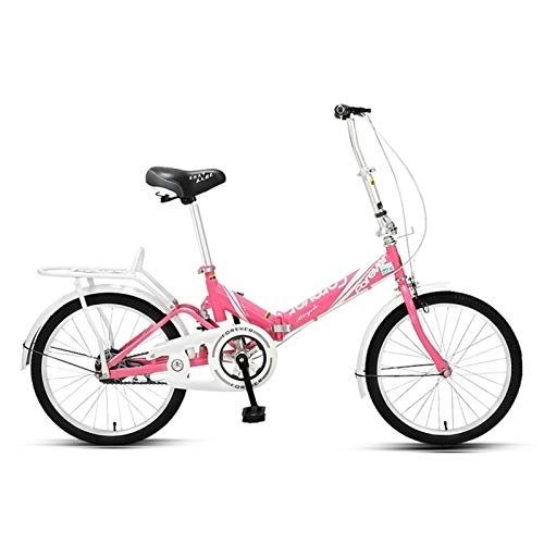 Folding Bike : LLF Lightweight Folding Casual Bicycle, 20 Inch Mini Portable Student Comfort Speed Wheel Folding Bike for Men Women (Color : Pink, Size : 20in)