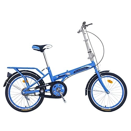 Folding Bike : LLF Ultra-light 20-inch Folding Bicycle, Single-speed Small-wheel Type Off-road Adult Portable Bicycle for Adult Men and Women (Color : Blue, Size : 20in)