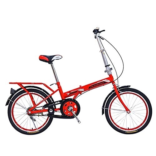Folding Bike : LLF Ultra-light 20-inch Folding Bicycle, Single-speed Small-wheel Type Off-road Adult Portable Bicycle for Adult Men and Women (Color : Red, Size : 20in)