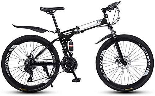 Folding Bike : Llpeng 26 Inch Folding Mountain Bikes, 40 Cutter Wheels High Carbon Steel Frame Variable Speed Double Shock Absorption, All Terrain Adult Quick Foldable Bicycle, Men Women General Purpose