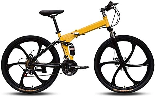 Folding Bike : Llpeng 26 Inch Folding Mountain Bikes Men Women General Purpose Variable Speed Double Shock Absorption All Terrain Adult Foldable Bicycle Six Cutter Wheels High Carbon Steel Frame