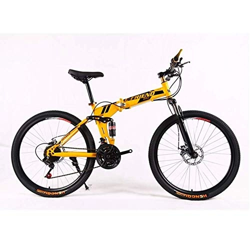Folding Bike : Llpeng 26 Inch Mountain Bike with Double Color, Folding / Shifting / Double Shock Absorption / Disc Brake (Color : 2)