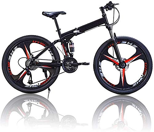 Folding Bike : LLYU Spoke Wheels Foldable Frame Mountain Bike, Adult 26 Inch Mountain Bike, Double Disc Brake Bicycles