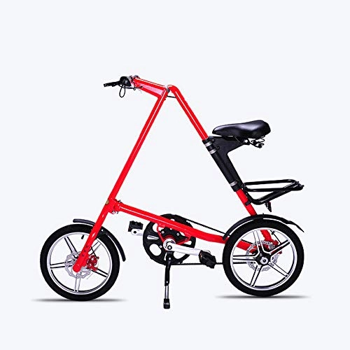 Folding Bike : LMJ-XC Foldable portable Adult bicycle, 16 inch wheel Double disc brakes are safer to ride Suitable for short trips, Red, 16inch