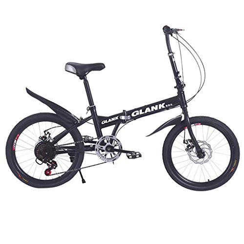 Folding Bike : Ln-ZME Folding Bike 20 Inch, Lightweight Mini Mountain Bike MTB Bicycle, Variable Speed Bicycle, Portable City Bike for Adult Student Men Women Unisex (Black)