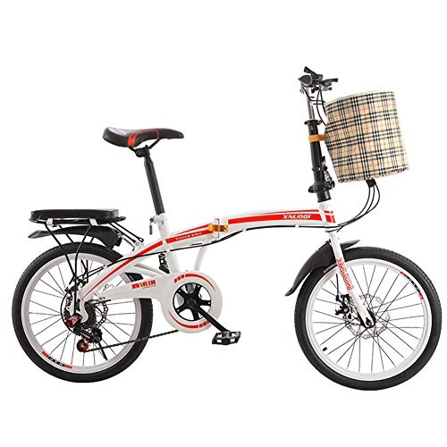 Folding Bike : LNX Student Youth Folding Bike - Unisex - High carbon steel - Foldable Adjustable height Lightweight Bicycle - Double disc brake - Variable speed