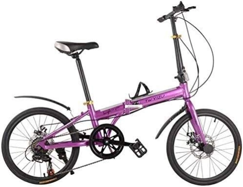 Folding Bike : LongTeng Kids Bikes Aluminum Alloy Folding Car 7-speed Disc Brakes Folding Bicycle Youth Bicycle Sport Bike Leisure Bike (Color : 2, Size : 16 inches.)