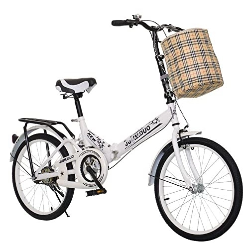 Folding Bike : Lovexy 20" Lightweight Alloy Folding City Bicycle Bike, adult teenager folding bikes 7-variable speed Before after Double shock absorption with basket / Color:black / white