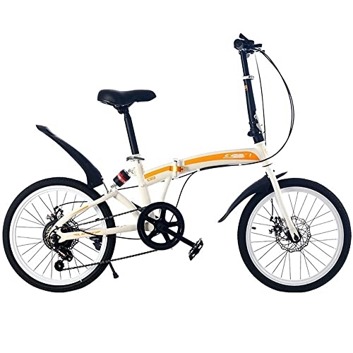 Folding Bike : Lovexy 20in Folding bicycle for Adult Men and Women Teens, Suspension Mountain Bike Disc Brakes Bicycle, Carbon Steel, Camping bike, ​Adjustable Seat Height Color:black / White