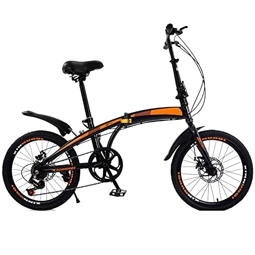 Folding Bike : Lovexy Adult folding bicycle 20 inch variable speed double disc brake one wheel male and female children student bicycle road bike(Color : Black)