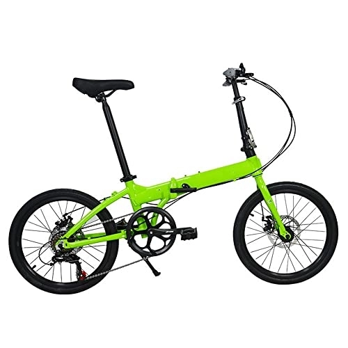 Folding Bike : Lovexy Folding Bikes for Adults - 20 Inch Bike with 7 Riding Speed V Breaks - Carbon Steel Frame Folding Bike, All Terrain Foldaway Sport Commuter Bicycle -for Women and Men - Green