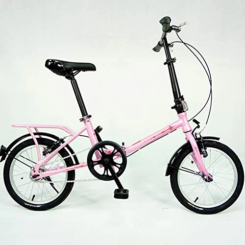 Folding Bike : LPsweet Folding Bicycle, 16 Inch Shifting Disc Brakes Aluminum Alloy Ultra-Small Ultra-Light Portable Two-Wheel Mini for Adult Outdoors Adventure, Pink