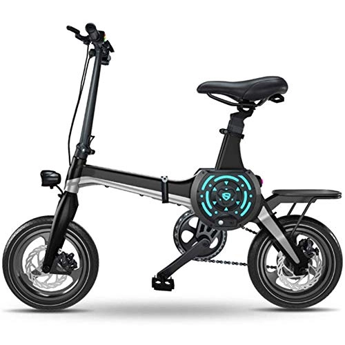 Folding Bike : LPsweet Smart APP Bicycle, with 36V Lithium-Ion Battery E-Bike Variable Speed Small Portable Ultra Light Aluminum Alloy Frame Adult Student Children, Black