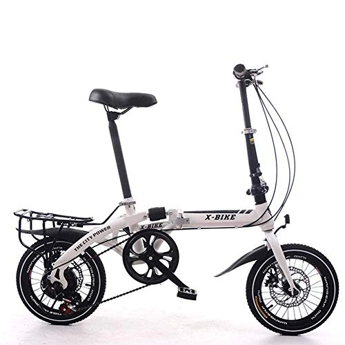 Folding Bike : lqgpsx Folding Bike Unisex Alloy City Bicycle 16" With Adjustable Handlebar & Seat Single-speed, comfort Saddle Lightweight For Adults Men Women Teens Ladies Shopper
