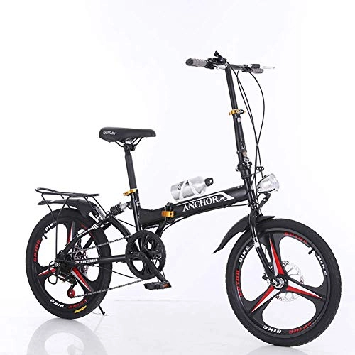 Folding Bike : lqgpsx Unisex Folding Bike Adults Mini Lightweight Alloy City Bicycle For Men Women Ladies Shopper With Adjustable Handlebar & Comfort Saddle, aluminum, 6 speed Disc brake