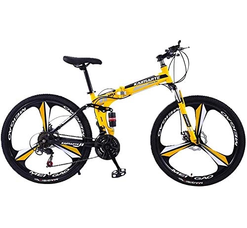 Folding Bike : LQZ Mountain Bike, 26-inch Foldable Mountain Bike, Foldable Mountain Bike, Men and Women Folding Bike for Outdoor Riding, Yellow