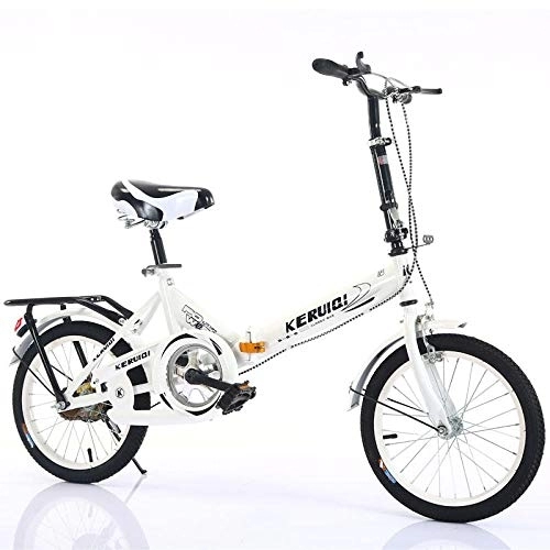 Folding Bike : LSBYZYT Folding Bicycle, 20-Inch Ultra-Light Bicycle, Portable Adult Bicycle-White_Excluding bicycle basket