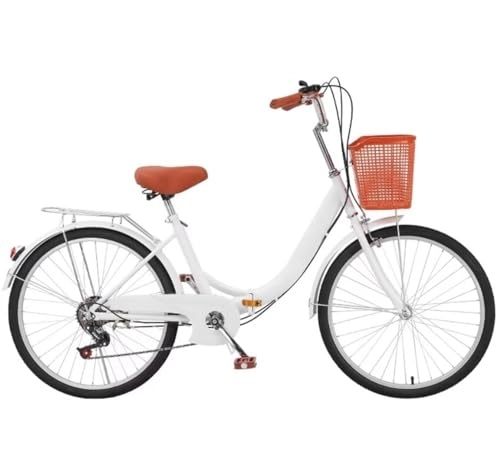 Folding Bike : LSQXSS Folding bicycle for men and women, 6 speeds hybrid bikes, low step-through frame city bicycle, tandem bicycles, rear sponge seat, dual brakes, comfort pedal city commuter bikes, front rear fenders