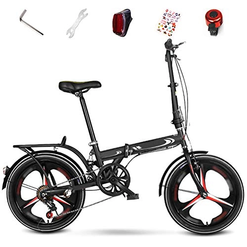 Folding Bike : Luanda* Folding Mountain Bike, 6-Speed Unisex Adult Bicycle, 20 Inches Off-road MTB Bike, Foldable Commuter Bike / Black