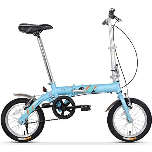 Folding Bike : LVTFCO Bike Adults Folding Bikes, Unisex Kid Single Speed Foldable Bicycle, Portable Mini 16 inch Reinforced Frame Commuter Bike, Lightweight, Blue