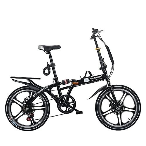 Folding Bike : Lwieui Folding Mountain Bike, 140 Cm Body, 6-speed Transmission, Mechanical Disc Brake, Easy To Fold, And Convenient To Travel(Color:Red)