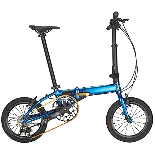 Folding Bike : Lwieui Mountain Bike 16 Inches Blue Folding Bike Bicycle Comfortable Seat, Anti-skid And Wear Resistant Tires, High Carbon Steel Frame