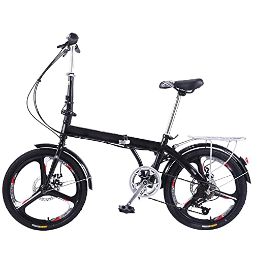 Folding Bike : Lwieui Mountain Bike Black Folding Bike 7 Speed Wheel Dual Suspension, Height And Save Space Better Adjustable Seat For Mountains And Roads R