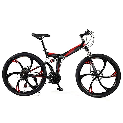 Folding Bike : LWZ 26 Inch 21 Speed Folding Mountain Bike Full Suspension Outroad mountain Bicycles Adult High Carbon Steel Road Bike for Outdoor Sports
