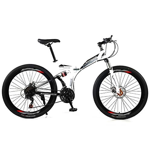Folding Bike : LWZ 26 Inch Folding Mountain Bike Full Suspension Road Bike with Disc Brakes 21 Speed Bicycle MTB Bike Unisex