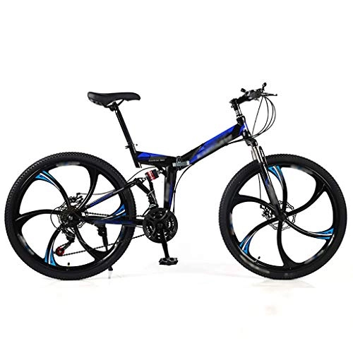 Folding Bike : LWZ Carbon All Terrain Mountain Bike Folding Bikes 26 Inch City Commuter Bicycle with 21 Speed Dual Disc Brakes