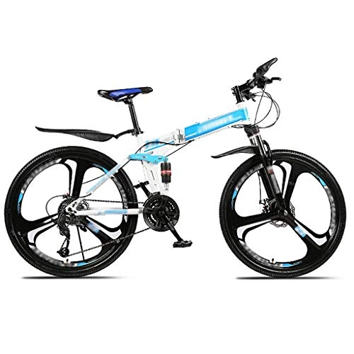 Folding Bike : LWZ Mountain Bike 24 Speed Steel Frame 26 Inches Wheels Dual Disc Brake Folding Bike Men and Women Outroad Bicycles