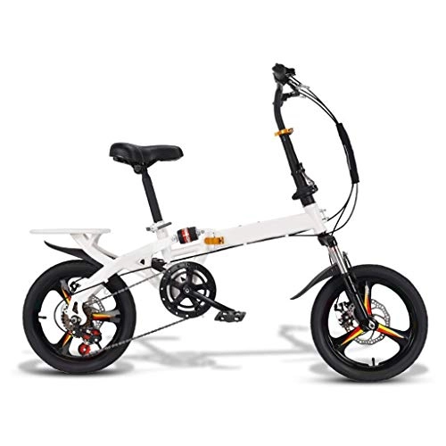 Folding Bike : LXJ 16-inch One-wheel Foldable Bicycle, Adult Men’s And Women’s Lightweight City Bikes Can Carry People, Double Shock Absorbers, Disc Brakes, 6-speed