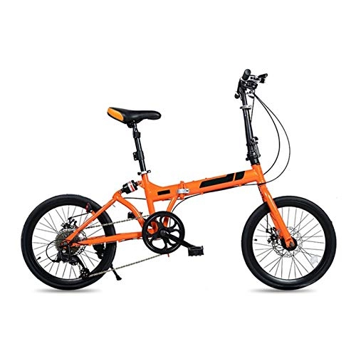 Folding Bike : LXJ 20-inch 7-speed Shock-absorbing Disc Brake Portable Comfortable Seat, Male And Female Leisure Bicycles, Folding Bicycles, Orange.